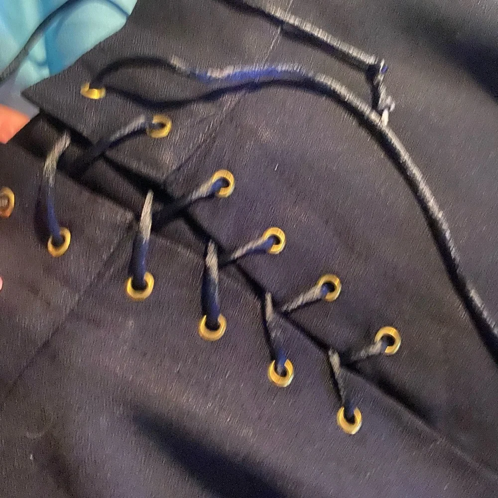 Vintage sailor pants. Blue black crêpe machine.⚓️tie up back  very unique. - Picture 10 of 11